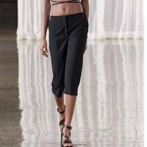 NEW ZARA | Viscose Blend Capris Pants Black Sz XL